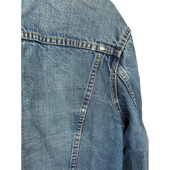 Vintage Levis Denim Trucker Jacket Blue Jean Distressed‎ Faded Mens - Picture 14 of 16